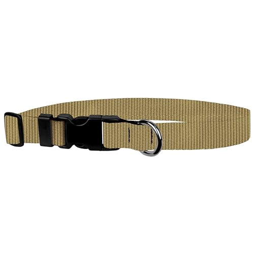 Image of Dog Collar - Colored Adjustable Pet Collars, 1 Inch Wide, Extra Large, Tan