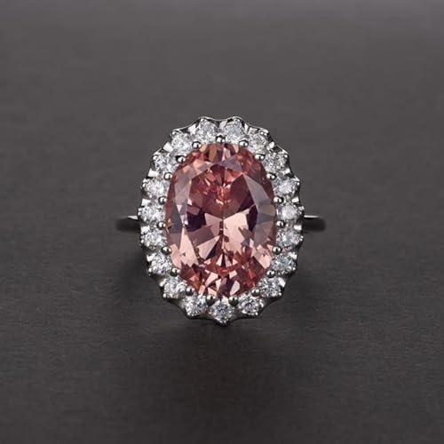 DJMJHG 10 Carat Oval High Carbon Diamond Fashion Wedding Ring Luxury S925 Sterling Silver Cz Flower Party Jewelry Gift 5 Morgan pink