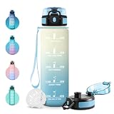 JAPORIA Borraccia 500ml, Bottiglia Riutilizzabile con Filtro e Indicatore Tempo, Borraccia Motivazionale Senza BPA, A Prova di Perdite, Ideale per Studenti, Palestra e Ufficio