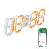 APP Control 3D LED Wall Clock 15 inch Multicolor LED Digital Alarm Clock with 5 Levels Dimmable Brig