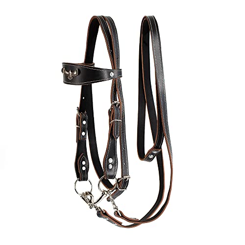 Y.J TAILS Leather Horse Bridle, Adjustable Western Browband Bridles for ...