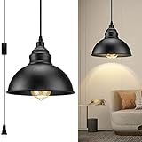 SoodMi Plug in Pendant Light, 15FT Hanging Lights with Plug in Cord, On/Off Switch, Industrial Penda