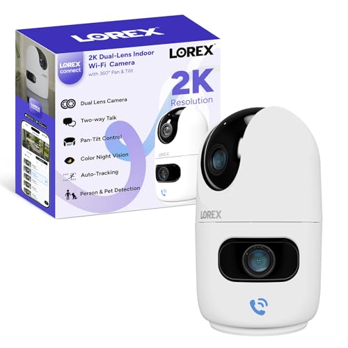 Image of Lorex Connect 2K Indoor Dual Lens Wi-Fi 6 Camera | New Connect App | 360 Pan-Tilt | Person & Pet Detection | Color Night Vision | Instant Call | 2-Way Talk | Cloud & Local Storage Option