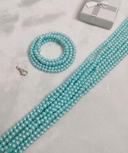 Image of Plastic 6 mm Beads /moti Kit 500 pcs for Jewellery Making /Craftwork /Decorations (Sky)