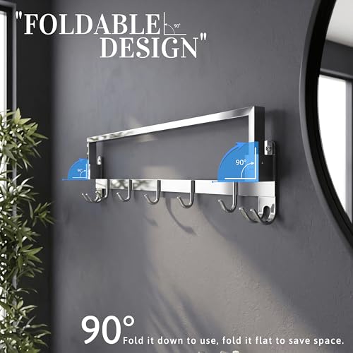 Image of Gloxy Premium Folding Towel Rod for Bathroom Combo Pack of 3-24 Inch Chrome Finish Stainless Steel Rust Proof Bathroom Hangers for Clothes - Home Decor Towel Holder in Bathroom Fittings Accessory