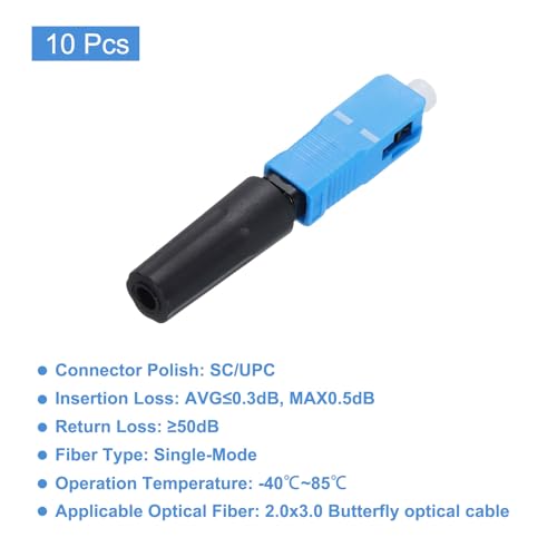 Conector rápido SC UPC de fibra óptica recto para redes de cableado CATV, pack de 10 unidades 3