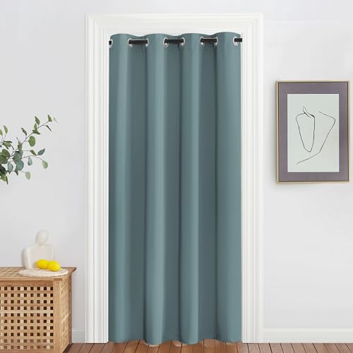 NICETOWN Blackout Curtain for Bedroom 78 inch Length - Grommet Thermal Insulated Blackout Window Treatment Room Darkening for Living Room/Family Home (Greyish Blue, 1 Panel, W52 x L78)