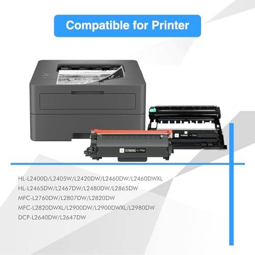 Image of TN830XL Toner Cartridges DR830 Drum Unit Compatible for Brother TN830 TN 830XL DR 830 DR-830 Drum Unit for HL-L2460DW DCP-L2640DW MFC-L2820DW HL-L2405W HL-L2480DW HL-L2400D Printer(2 Toner 1 Drum)