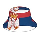 GBCVXZ Sombrero de pescador reflectante de doble cara con la bandera de Serbia, elegante sombrero de sol con protección UV para actividades al aire libre, sombrero reflectante negro, Negro, One