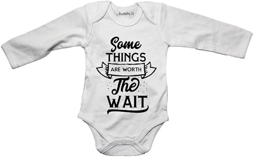 Some Things are Worth the Wait - Baby Grow 3-6 months White Long Sleeve