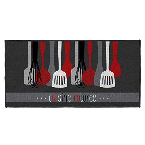 Douceur d'Intérieur, Tapis Rectangle (50 x 120 cm) Cuisinette Rouge, Imprimé