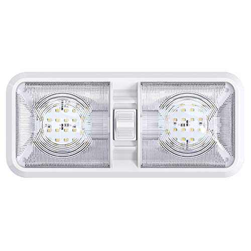 5 Pack Leisure LED RV LED Ceiling Double Dome Light Fixture with ON/OFF Switch Interior Lighting for Car/RV/Trailer/Camper/Boat DC 12V Natural White 4000-4500K 48X2835SMD (Natural White 4000-4500K, 5) - Image 5