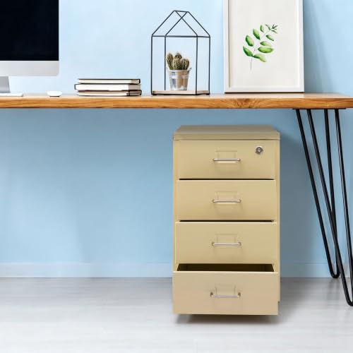 Image of 4 Drawer File Cabinet with Lock Steel Mobile Filing Cabinet for Office Home