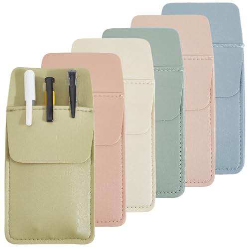 CALFOVERA Protector de Bolsillo de 6 Colores para Hombre Y Mujer, Funda de Cuero Sintético para Bolígrafos, Multiusos, Organizador de Herramientas Resistente de Cuero para Enfermeras, Profesores
