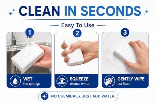 Image of ZAPPOO Magic Eraser | Pack of 4 | No Scratch Multi-Surface Cleaning Sponge | Removes 100+ Tough Stains | Just Add Water | Walls, Kitchen, Bathroom, Shoes & Switch Boards
