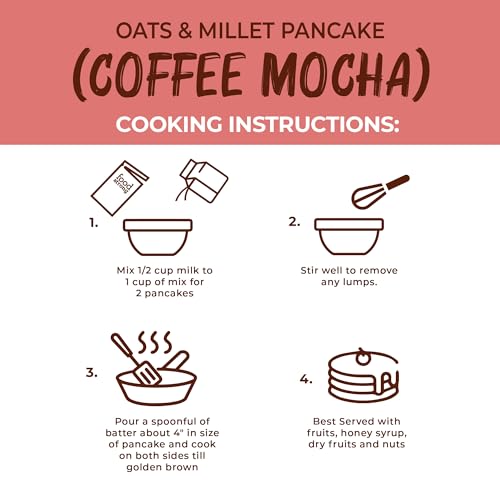 Image of foodstrong Oats And Millets Coffee Mocha Pancake Mix, High Protein & Fibre, No Maida, No Refined Sugar - Made With Jaggery, Eggless Instant Breakfast Mix 250 Gram X Pack Of 2