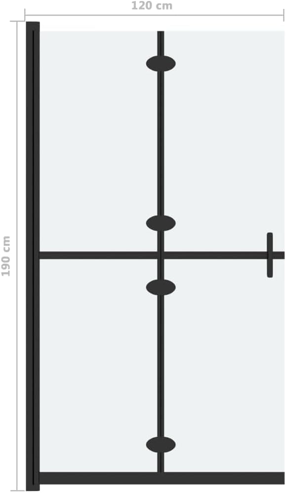 Diagram of vidaXL shower wall showing folded state with dimensions