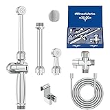 RinseWorks- Aquaus 360 Handheld Bidet Sprayer for Shower - 2 BackFlows - Dual Pressure Controls – 3” to 11” Spray reach - 5 Year Warranty (Brass Sprayer)
