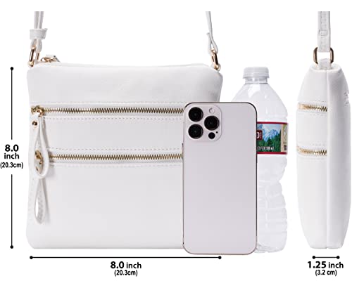 Image of Solene Small Multi Zipper Pocket Crossbody Bag with Adjustable Strap, Lightweight Travel Purse, Daily Small Messenger Pouch