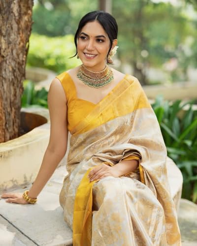 Orbexa yellow silk navratri saree – image 7