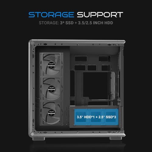 Image of Ant Esports Crystal X8 Frame Gaming Cabinet | ATX Mid Tower | Dual Chamber Panoramic Tempered Glass | 8X 120mm Pre-Installed ARGB Fans (Mono Fan Frame) | Reverse Blade Intake | BTF Support | Black