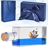 Colexy Kreuzfahrtschiff Fluid Drift Flasche mit beleuchtetem Sockel, Thousand Sunny Schiff, Acryl-Fluid Drift Bottle Unsinkbares Kreuzfahrtschiff-Spielzeug Stressabbau Toy, für Büro und Haus Deko (B)