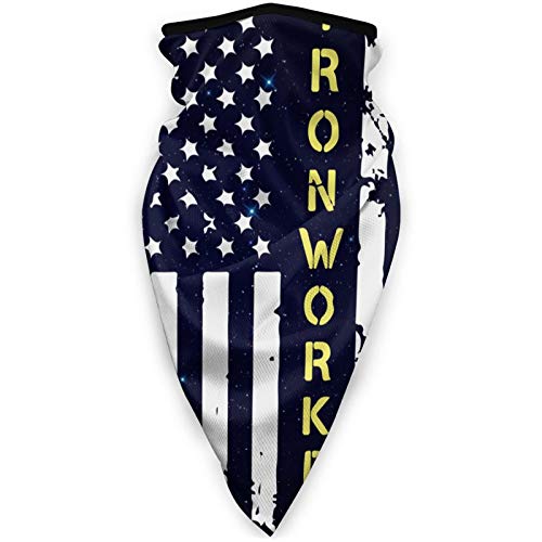 Ironworker American flag Men Women Neck Gaiters Bandana Adult Wrist Strap for Outdoor Sports