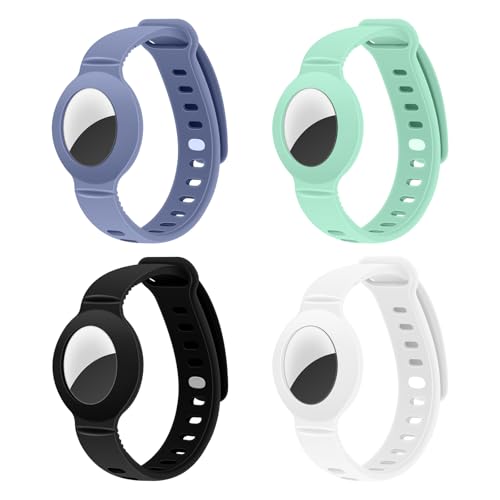 Pack 4 Pulseras Airtag para Niños, Brazalete de Silicona Ajustable Transpirable...