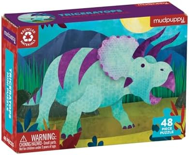 Mudpuppy Triceratops – Mini Puzzle Featuring Colorful Prehistoric Dinosaur Scene Perfect Travel Activity for Children Ages 4 and Up image 4