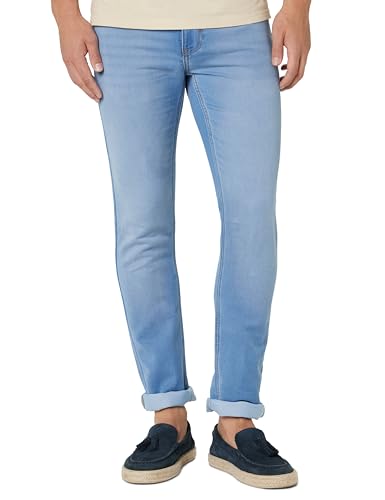 Image of Peter England Men's Slim Tapered Jeans | Denim | Premium | Modern Fit