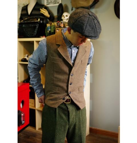 Men's Vest Classic Steampunk Suit Wool Tweed Notch Lapel Waistcoat Thick Tweed Coat For Wedding3
