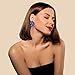VANGETIMI Blue Vintage Rhinestone Statement Earrings Fashion Bling Crystal Cluster Drop Dangle Earrings for Women Party Prom