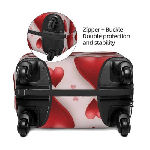 Red Hearts Print Fashionable Suitcase Cover Personalized Luggage Protector for Travel and Business4