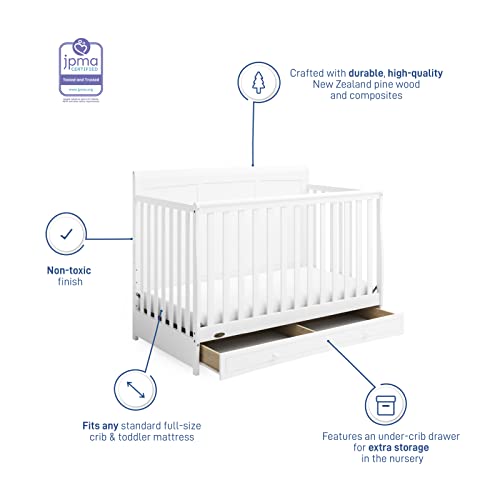 Graco-Asheville-5-in-1-Convertible-Crib-with-Drawer-White–GREENGUARD-Gold-Certified-Crib-with-Drawer-Combo-Full-Size-Nursery-Storage-Drawer-Converts-to-Toddler-Bed-Daybed-and-Full-Size-Bed Graco Asheville 5 in 1 Convertible Crib with Drawer White–GREENGUARD Gold Certified Crib with Drawer Combo Full Size Nursery Storage Drawer Converts to Toddler Bed Daybed and Full Size Bed