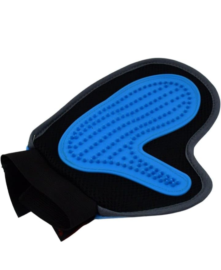 Image of Pet Grooming Glove for Dogs & Cats Deshedding Hair Remover Brush Soft Silicone Massage Glove Bathing & Fur Cleaning Tool Reusable, Adjustable Strap Nutrish (Set 1)