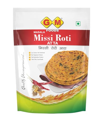 Image of GM Foods 400 Grams Missi Roti Atta | Spiced with Indian Seeds & Herbs | Rich in Protein, Vitamins, Minerals & Micronutrients | Healthy and Tasty | No Artificial Color or Preservatives