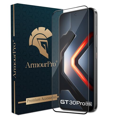 Image of ArmourPro Tempered Glass for Infinix GT 30 Pro - 9H Screen Protector with Black Border, Anti Scratch, Edge-to-Edge Coverage, HD Clarity, Smooth Touch, Case Friendly | Black