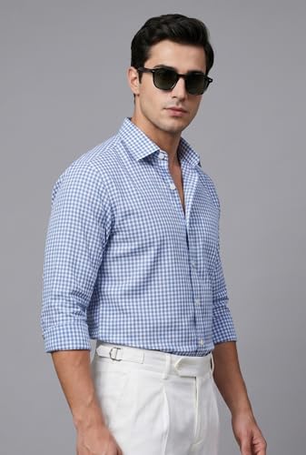 Image of Afflatus Men's Classic Gingham Check Slim Fit Button-Down Dress Shirt for Man | Long Sleeve Cotton Casual Formal Wear | Plaid Checkered Shirt for Men | Business Casual Office Wear