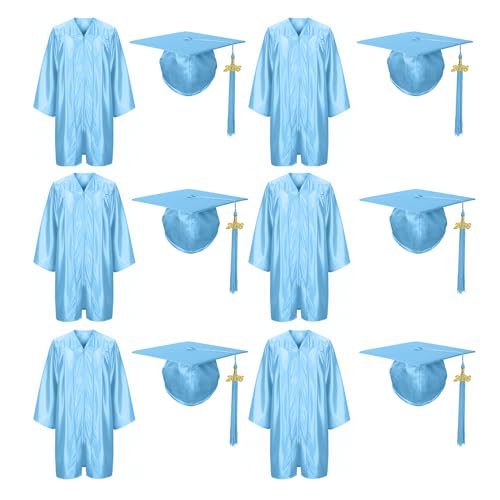 Image of Shiny Preschool Kindergarten Graduation Cap Gown Set for Kids With 2026 2025 Tassel Charm