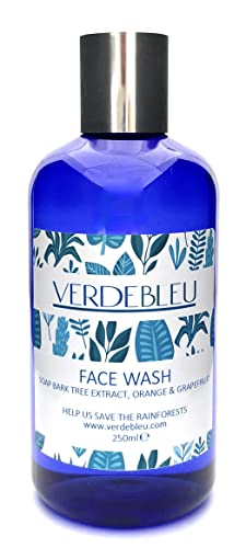 99% Natural GEL JABÓN FACIAL - ALOE VERA, NARANJA Y POMELO - 250ml de VERDEBLEU. Sin Sulfatos, Sin Parabenos. pH 5.5 Equilibrado. Donamos el 5% de Ganancias para Ayudar a Salvar los Bosques Lluviosos Cover