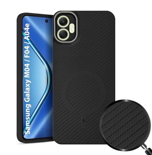 Image of LIRAMARK Rugged Carbon Fibre TPU Armor Silicone Back Cover Case for Samsung Galaxy M04 / F04 / A04e