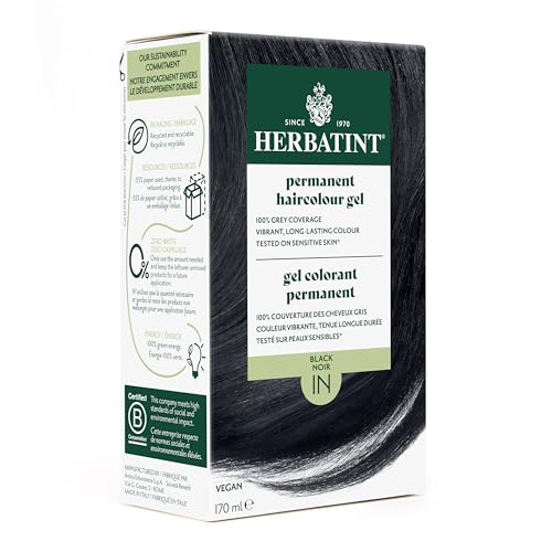 Herbatint Permanent Hair Color Gel 1N Black – Natural, Ammonia-Free, Resorcinol-Free, Parabens-Free Hair Dye - Long-Lasting 100% Coverage of Grey Hair 170mL