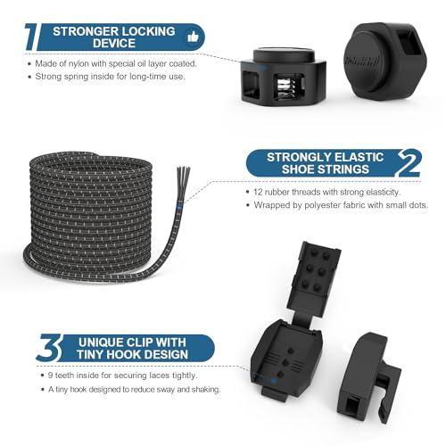 Image of HOMAR Elastic No Tie Shoe Laces Stretch Tieless Shoe Laces for Sneakers No Tie Shoelaces Elastic Laces for Adults and Kids
