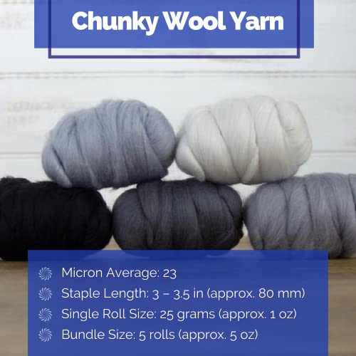 Revolution Fibers | Mixed Merino Wool Variety Pack | Perfect Wool Roving For Spinning, Needle Felting, Wet Felting, Weaving And Crafting (Hazy Gray (Grays), 250 Grams) #TOP2