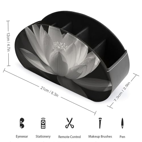 Support de télécommande Lotus noir et blanc à 5 compartiments en cuir PU pour salon - 3