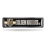 Rico Industries NHL Hockey Vegas Golden Knights Metal Street Sign 4" x 15" Home Décor - Bedroom - Office - Man Cave,Silver