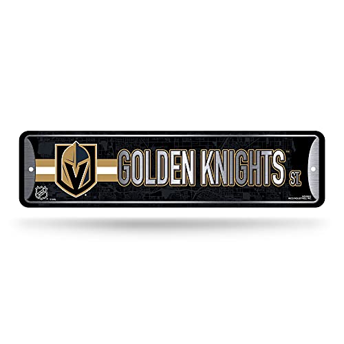 Rico Industries NHL Hockey Vegas Golden Knights Metal Street Sign 4" x 15" Home Décor - Bedroom - Office - Man Cave,Silver