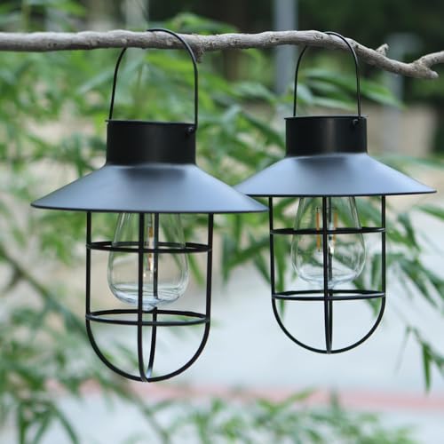 2 Pack Solar Gartenlaterne, Automatische LED-Hängeleuchte, 6-8...