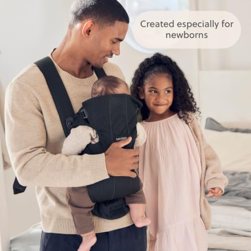 Image of BabyBjorn Baby Carrier Mini, Black, 3D Mesh | Newborn Carrier (7-15 lbs), Ergonomic, Easy-to-Use