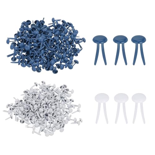PATIKIL 1000 PCS ミニ釘4.5 x 8 mm真鍮ペーパーファスナー丸頭メタル釘ペーパークラフトアートスク ラップブッキングDIY用品ダークブルー/ホワイト